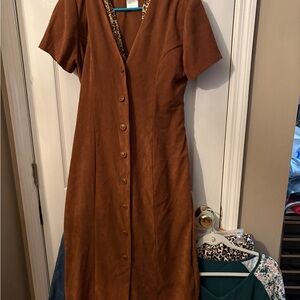 Elegant Brown Button-Down Dress‎
